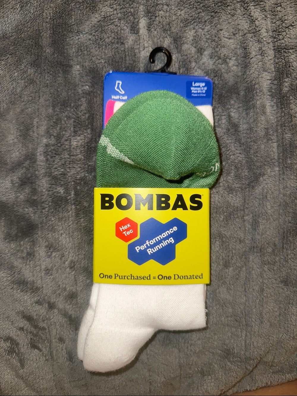 NWT Bombas Half Calf White, Green and Pink Socks (1 Pair)